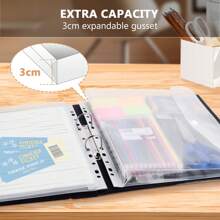 Eagle Binder Pocket, Binder Organizer, 6Pcs, 11 Holes Clear Binder Envelope With Snap Closure, Plastic Binder Folders For 2/3/4/11 Ring Binder Folder, Office Supplies, A4 Size,Back To School,School Supplies