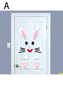 12pcs Easter Celebration Felt Door Decals - Spring Home Decoration Cute Rabbits, Eggs And Chicks Patterns | DIY Craft Kit, Includes Wall And Window Decor - Multicolor - View 6
