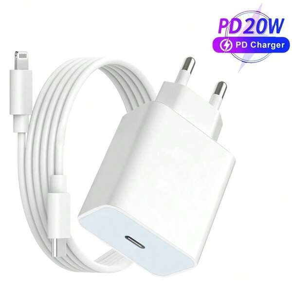Chargeur rapide USB-C 20W conforme à la norme européenne avec câble de charge USB-C vers Apple Lightning de 3,3 pi/100 cm. Compatible avec 14 13 12 11 Pro Max Plus. Kit de charge adapté aux voyages, au bureau, à la chambre d'étudiant et à la maison.
