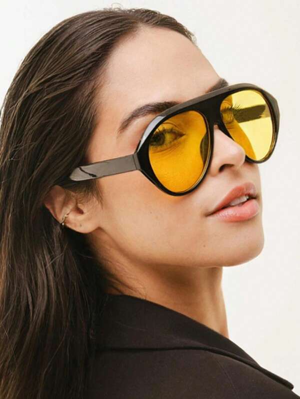 1 PIEZA Gafas de moda con montura redonda y sobredimensionada de estilo retro para influencers, gafas clásicas adecuadas para la playa, el ocio y las vacaciones, gafas de hombre para el verano, la playa, al aire libre y los viajes