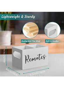 1 Remote Control Holder Storage Wooden Box, TV Remote Control Holder, Remote Control Storage Box For Table, Wooden Remote Control Box For Bedside Table, Bedside Storage Box, Coffee And Tea Bag Storage Decoration Box, Wooden Compartment Storage Box