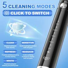 JTF  Electric Toothbrush For Adults - Teeth Whitening Toothbrush With 6 Brush Heads And A Travel Case, Fast Charging For 60 Days Use Waterproof Toothbrushes - màu đen - Xem 2