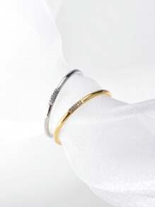 1pc Minimalist S925 Sterling Silver Gold Plated Ultra- Micro Pave Cubic Zirconia Couple Ring, Delicate Luxury Ring