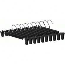 10-80 Pack Pack Clear Pants Hangers, Non-Slip Women's Skirt Hanger, Heavy Duty Slim Plastic Hanger, Space Saving Organizing Skirt Hanger With Clips For Pants, Skirts - 黑色 - 查看 1