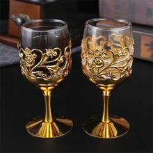 1 Set Of 6 European Style Rose Patterned Glass Stemware, Wine Glasses Suitable For Gatherings, Weddings And Other Occasions, Decorative Tabletop Craft