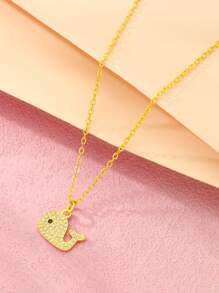 1 Piece New Bling Zirconia Whale Pendant Necklace For Men Women Fashionable Lightweight Luxury Ocean Animal Charm Clavicle Chain