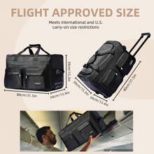 ¡La solución perfecta para decir adiós a los problemas con el equipaje! Bolsas de equipaje con ruedas de varios tamaños, de color negro, portátiles y extraíbles, prácticas y multifuncionales - Negro - Ver 5