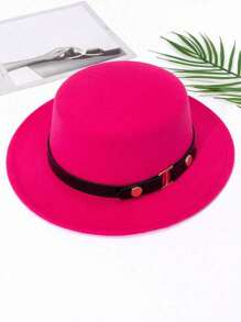 这款优雅的羊毛毡帽适合夏季海滩、女士日常和度假穿着，饰有圆形铆钉和对称腰带，是一款装饰性的西部牛仔帽，适合即将到来的复活节和夏季。 - 純色 - 查看 19