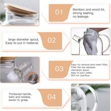 1 件套玻璃茶壶炉灶，硼硅酸盐透明茶壶配竹盖，玻璃茶壶带可拆卸过滤嘴，茶壶开花和散叶茶壶茶冲泡器适用于露营玻璃茶壶，炉灶和微波炉友好型玻璃硼硅酸盐茶壶 - 彩色 - 查看 11