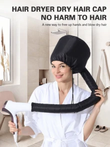 Hair Dryer Cap Attachment, Portable Hooded Hair Drying Cap, Adjustable Drawstring, Connectable Hair Drying Cap, Suitable For Home Salon Personal Hair Care, Long Hair Use, Purple, Black, Grey, Pink Optional - Multicolor - View 6