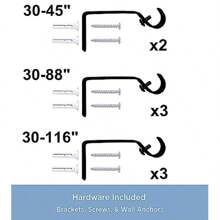 Yafa Home Fashion Adjustable Curtain Rod For Windows, 3/4 Inch Pole Single Curtain Rod With Ball Finials, All Hardware Included. (Black, 30" - 45") - 黑色 - 查看 4