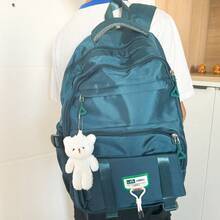 Mochila Escolar Trabalho Grande Moda Bolsa Vasual +Ursinh Boa qualidade material escolar material escola papelaria - Verde - Visão 3