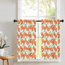 1 件/2 件橙色苹果桃子印花装饰窗帘薄纱 52 英寸 * 18 英寸，26 英寸 * 36 英寸乡村风格涤纶杆窗帘套装春季主题四季厨房咖啡店客厅办公室卧室家居装饰窗帘 - 彩色 - 查看 17