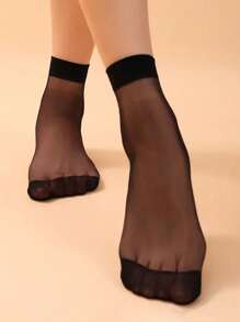 5 双女式轻质透气简约黑色透明短筒袜 - 均碼 - 查看 4