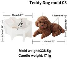Molde de Silicone para Vela em Forma 3D de Cachorro de Pelúcia Deitado, Molde de Sabão de Animal Poodle, Molde de Silicone de Cachorro, Decoração de Filhote, Vela de Cera de Soja, Arte de Gesso e Resina
