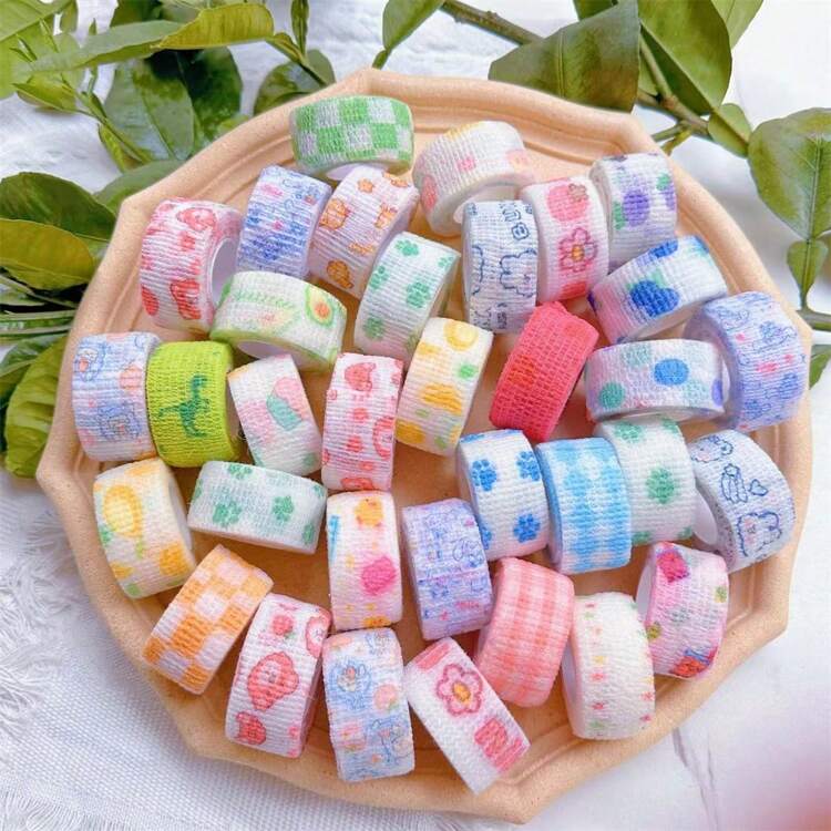 5 Rolls/10 Rolls/20 Rolls Of Breathable Adhesive Bandages, Cute Cartoon Finger Bandages - Self-Adhesive Writing Protection For Students., Elastic Self-Adhesive Bandages, Protect Fingers From Abrasion, Suitable For Stretching Exercises, Sports, Wrists, Ankles, Self-Adhesive Elastic Bandage, Cute Cartoon Pattern Bandage, For First Aid, Exercise, Wrist And Ankle Protection, Body Care.(Random Color) Gym Accessories Sales Sports Tape - Multicolor - View 7