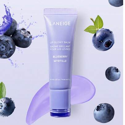 Laneige K-Beauty 10g 亮唇膏唇部精华，保湿，光泽，轻盈，滋润和染色，含乳木果油，适合干燥嘴唇，韩式彩妆，蓝莓
