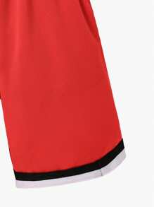2pcs/Set Boys' Letter Print Sports Outfit, Including Short Sleeve T-Shirt And Waist Tie Athletic Shorts, Spring/Summer