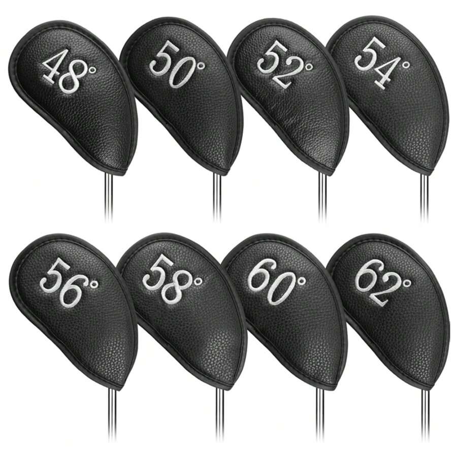 Set de 8 fundas para cabezas de palos de golf, de piel sintética de lujo con ajuste universal para los principales palos de hierro, un regalo ideal - Multicolor - Ver 1