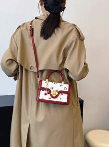 Fashionable High-End Women's Square Bag Versatile PU Handbag Cute Cherry Print Shoulder Bag For Shopping And Dating Girls' Crossbody Bag Preferred Bag - Multicolor - View 4