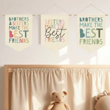 帆布壁挂装饰适用于托儿所、婴儿房、儿童房、小兄弟、大兄弟、兄弟是最好的朋友、大哥哥 - 彩色 - 查看 5