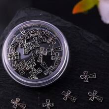 网红新款日系美甲饰品朋克风复古金属暗黑金属美甲饰品指甲装饰材料DIY合金配件 - 銀色 - 查看 16