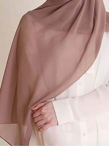 1 chiếc khăn trùm đầu mềm mại bằng vải voan trơn cho nữ, khăn choàng dài thường ngày kiểu Ả Rập màu trơn bảo thủ, thích hợp sử dụng hàng ngày - Lạc đà - Xem 3