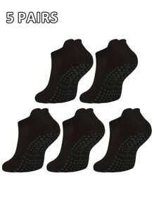 5 Pairs Solid Color High-Quality Breathable Mesh Socks, Comfortable, Wear-Resistant, Non-Slip Silicone Bottom Design, Suitable For Men & Women, Spring/Summer, Essential For Pilates & Yoga