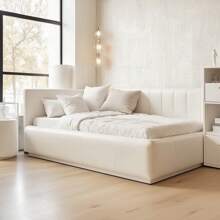 Modular Headboard Kit For Queen King Double Bed Upholstered Box Rectangular Plate 20x45 Centimeters - White - View 2