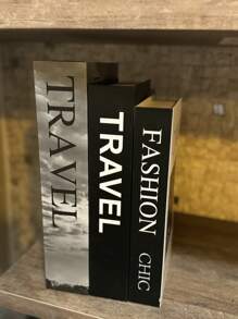 Kit With 3 Fake Books Desk Book Organizer Box Decorative Object Holder - TRAVEL - View 4