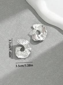 1 Pair Fashion Abstract Minimalist Asymmetrical Circle Wave Earrings - Silver - View 2