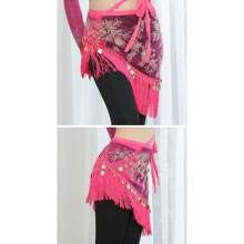 Women's Tassel Belly Dance Hip Scarf With Gold Coin Tassel Triangle Scarf Belt Skirt Carnival Stage Performance Carnival Waist Chain Embroidered Shawl Hip Triangle Scarf Latin Dance Sequin Tassel Hip Scarf - Multicolor - View 5