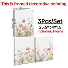 3 件套 3 幅植物花卉帆布艺术印刷品 - 水彩花卉墙壁海报 - 装饰艺术、极简主义、波西米亚风格 - 风景主题 - 适用于客厅、卧室、家庭办公室装饰 - 送给艺术爱好者的完美礼物 - 3pcs - 查看 12
