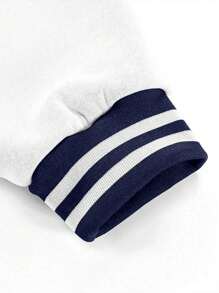 1 件男童和青少年休闲纯色套头连帽夹克，羊毛校队风格，适合春秋季节