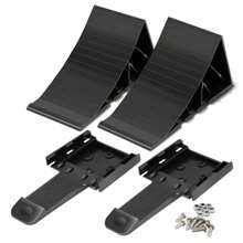 For Truck RV Trailer Heavy Duty Solid Wheel Chocks Tire Stopper W/ Brackets 2Pcs - Black - View 1