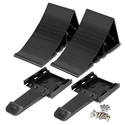 For Truck RV Trailer Heavy Duty Solid Wheel Chocks Tire Stopper W/ Brackets 2Pcs
