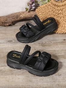 Women's Solid Color Strap Open Toe Comfortable Soft Bottom Fashionable Outdoor Platform Thick Bottom Casual Non-Slip Daily Walking Mule Sandals - Black - View 6