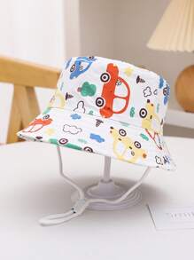 1pc Kids Bucket Hat, Boys' Cartoon Printed Sun Protection Hat For Spring