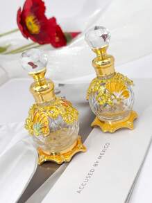 Botella de perfume de cristal esmaltado con diseño de mariposa vintage de 15ml, decoración con patrón de cristal con diamantes, recipiente recargable para aceites esenciales, accesorio de viaje de aceites esenciales, dispensador de perfume y aceites esenciales (SOLO LA BOTELLA VACÍA, SIN PERFUME)