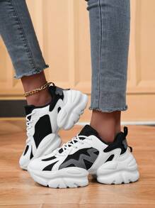 Tênis Chunky Feminino, Respirável Versátil Casual Moda Estudante Esportes Tênis de Corrida