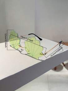 1 件新款贝壳形无框时尚眼镜，女士渐变色镜片蓝色眼镜，新颖造型多色眼镜，轻便绿色眼镜，夏季海滩配饰，夏季海滩度假、户外、旅行装饰眼镜
