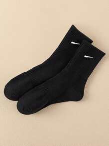 1 par/5 pares/6 pares Calcetines largos casuales para mujer, cómodos y transpirables para uso diario, unisex de tipo tripulación