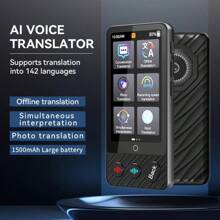 1 pieza Traductor portátil en línea de 142 idiomas, Traducción de voz/foto/grabación bidireccional en tiempo real con IA, 19 idiomas de traducción sin conexión, recargable por USB, compatible con WiFi y conexión inalámbrica, esencial para viajes, negocios y aprendizaje