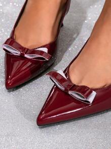 女士优雅、舒适、时尚的酒红色方跟绑带高跟鞋，多功能高跟鞋，适合所有季节 - 酒紅色 - 查看 4