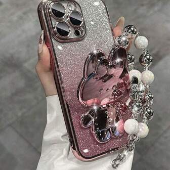 1 pieza Funda de teléfono con brillo degradado, chapada en metal, a prueba de golpes, con soporte plegable y cordón, adecuada para Galaxy S21 Ultra 5G, A14, A54/Apple 16 Pro Max, 17 17pro 17promax Spark Go 2024/Infinix Smart 8, Edge 30, Redmi Note 14 Pro+ 5G/Honor 50, Honor 400, Honor 400 Pro/Lite