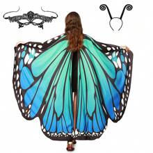 3 Pieces Per Set. Women's Butterfly Wing Shawl + Hair Hoop + Face Mask, A Halloween Costume Accessory Set. Festival Costume Accessories Including A Butterfly-Patterned Cape, An Antenna Headband, And A Lace Hollow-Out Mask. Suitable For Adult Butterfly Wing Costumes With Headpieces And Face Decorations For Christmas Parties. It Can Also Serve As A Birthday Gift, And Is Applicable For Parties, Cosplay, Stage Performances, Etc. - Purple - View 18