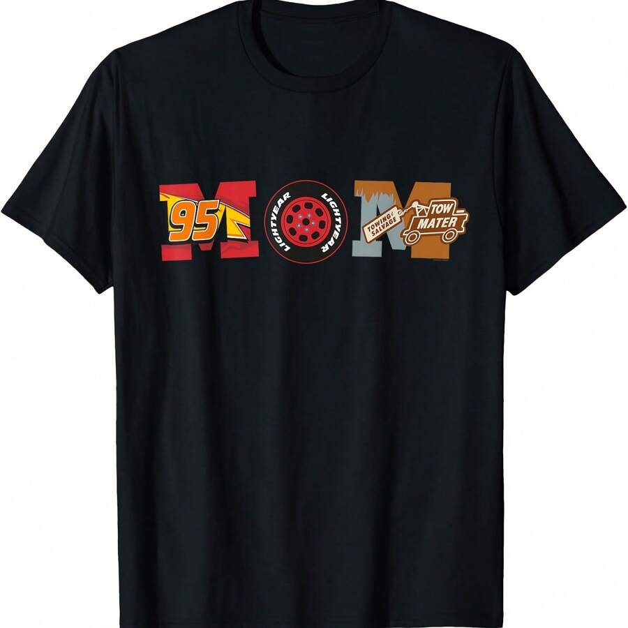 And Pixar's Cars Mom Mother's Day Birthday T-Shirt - 黑色 - 查看 1