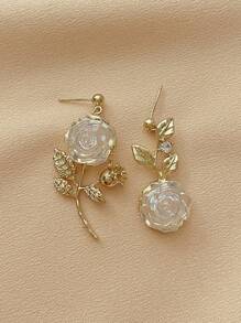 1 对金玫瑰形耳环，适合日常佩戴 - 金色 - 查看 2