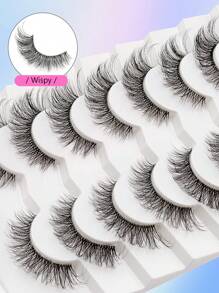 Asiteo 7 Pairs Wispy Faux Mink Cat Eye Lashes, Clear Band 3D Natural False Eyelashes For Daily Work And Dating Eye Makeup - Black - View 5