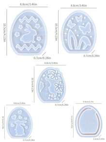 5pcs Silicone Resin Casting Molds Set, Easter Bunny, Easter Egg, Easter Candlestick Mold, For DIY Crafts, DIY Crystal Glue Plaster Cement Easter Mold,Miniature Asymmetric Hot Air Balloon Plaster Molds For Creative Concrete, Resin, Home Decor Making Kit Gifts Birthday Graduation